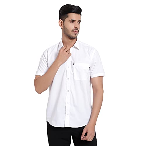High Skyzz Pure White Half Sleeves Shirts for Men (38, Ivory